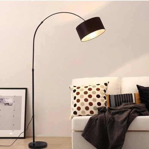 مصباح أرضي LED ذكي ثلاث ألوان مع ريموت – قاعدة رخام وقماش فاخر للتحكم الكامل