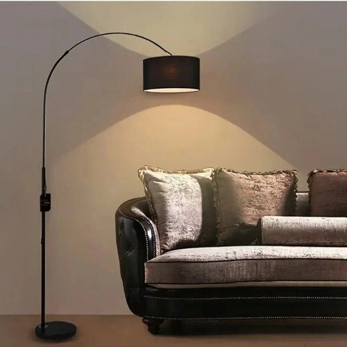 مصباح أرضي LED ذكي ثلاث ألوان مع ريموت – قاعدة رخام وقماش فاخر للتحكم الكامل